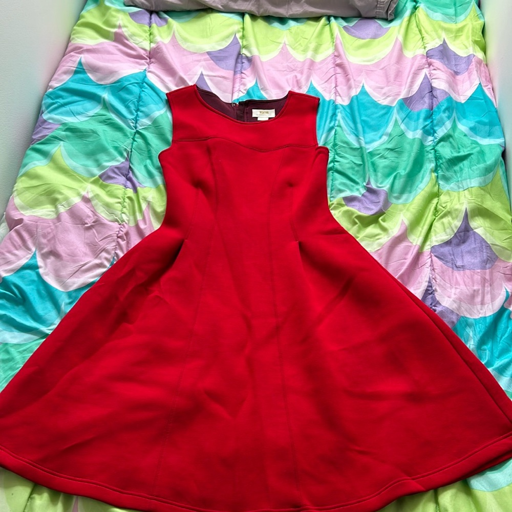 Red fit and flare sleeveless dress